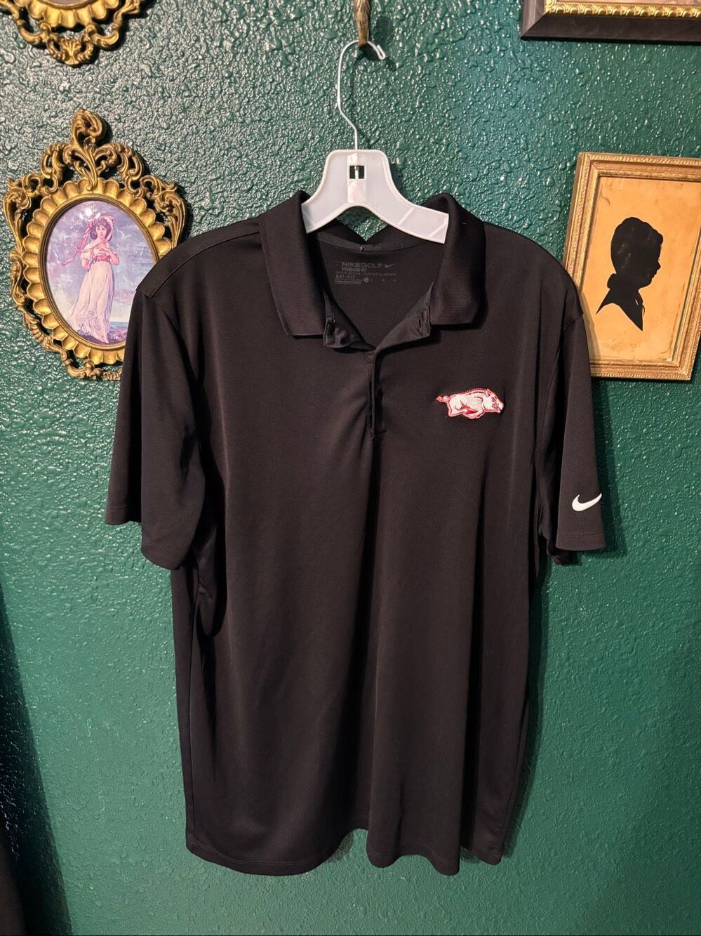 Mens Black Golf University Of Arkansas Nike Polo Size Large